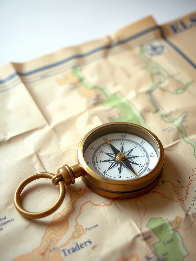 Navigational equipment on a topographic map